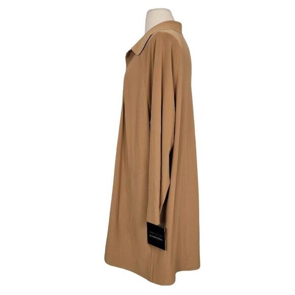 NWT Norma Kamali Men's Trench Coat Jacket Sz S Camel Oversized Open Front Stretc - Picture 5 of 8